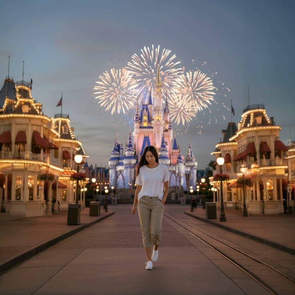Disney Parks Mickey Mouse Khaki Chino Pants Tan Women's‎ Size 4 Embroidered Logo